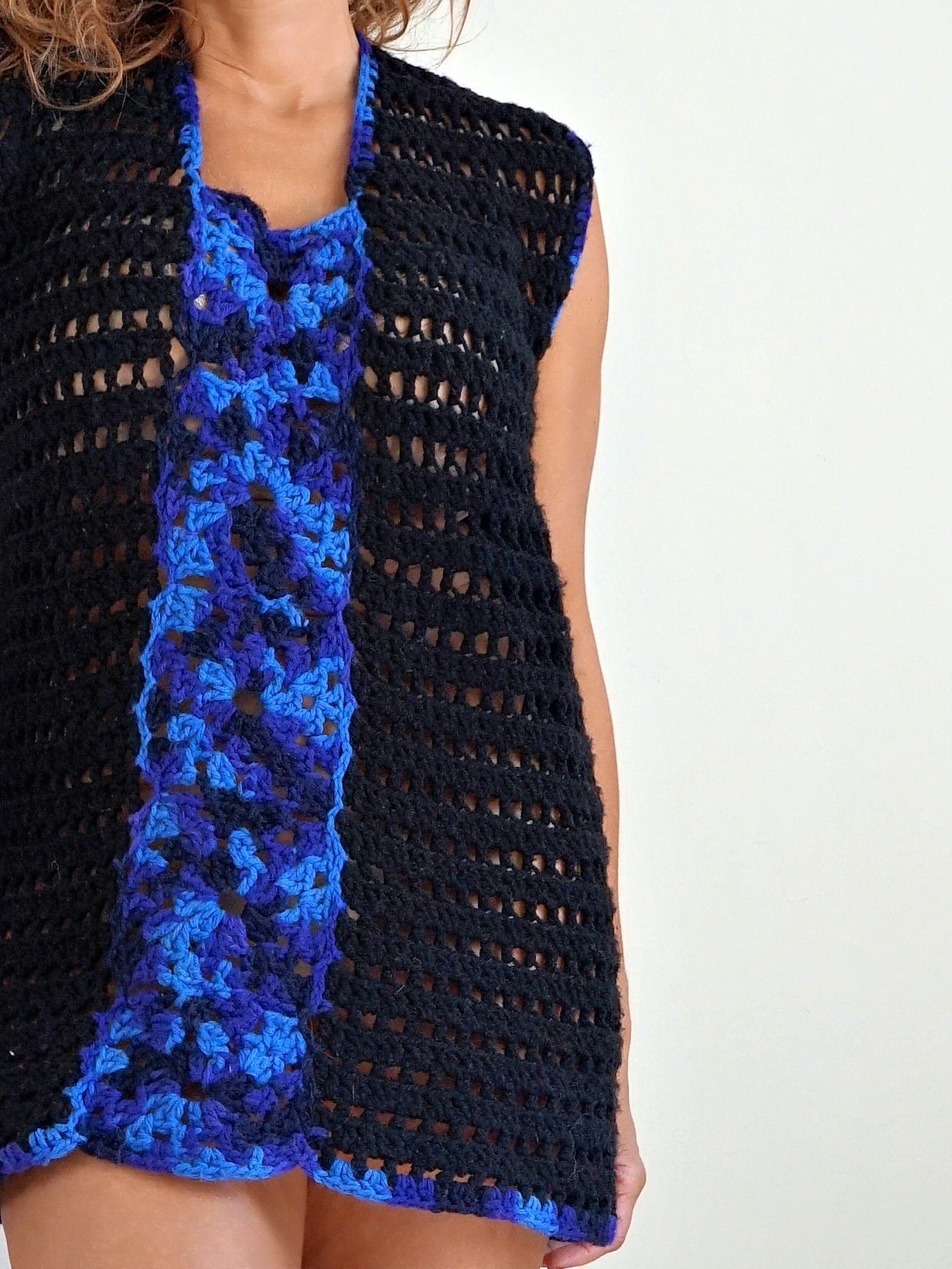vintage crochet mini dress Reclaimed Vintage crochet mini dress in multi stripes