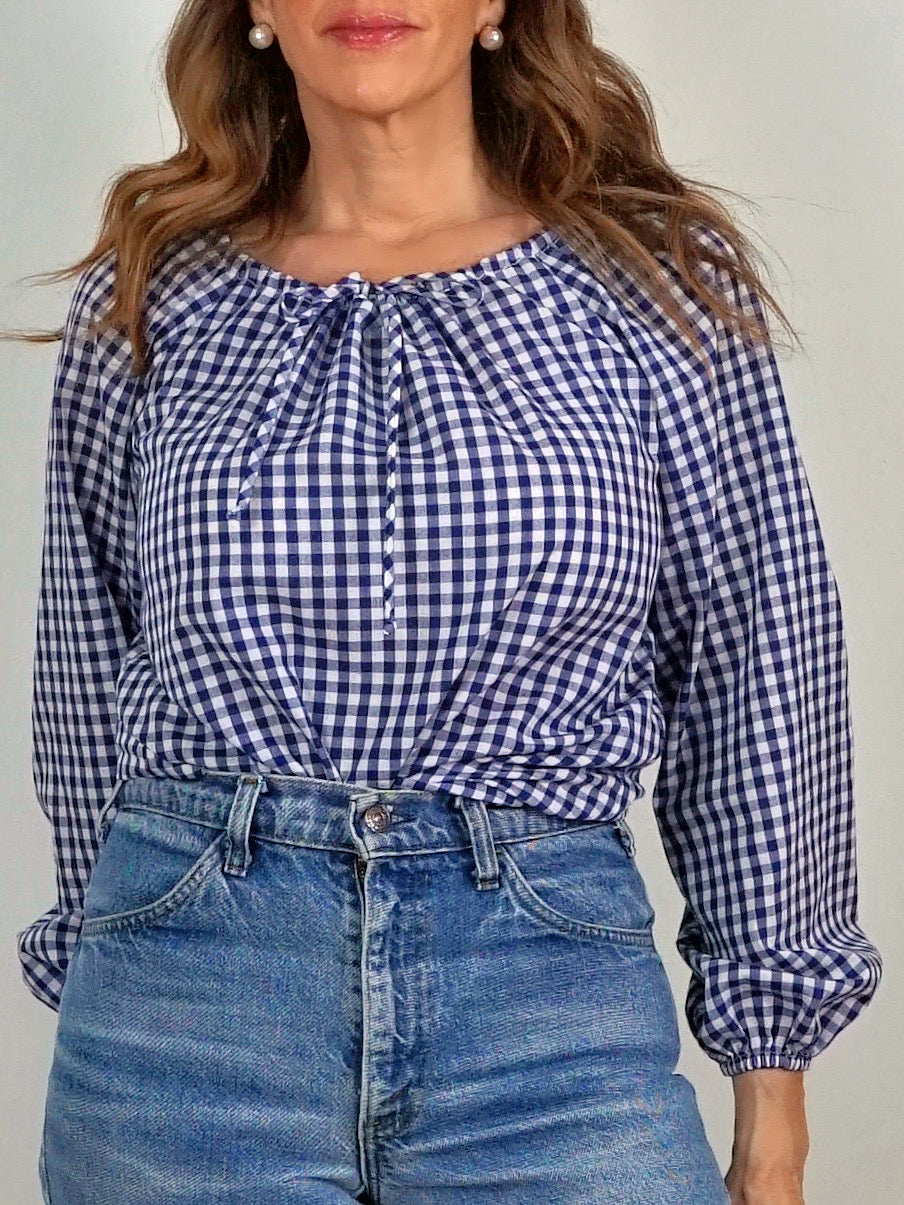 Vintage 60's Gingham Peasant Top-closiTherapi | vinTage