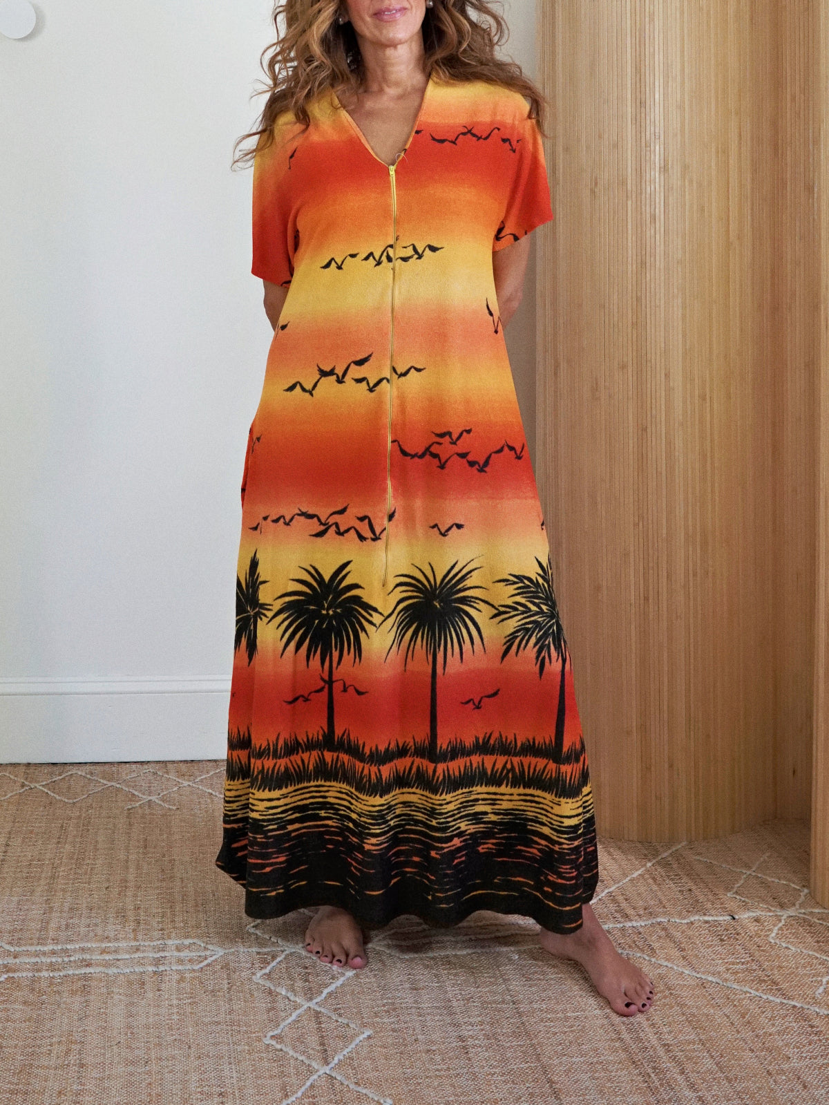 70s flowy dress 70s Psychedelic Maxi Dress