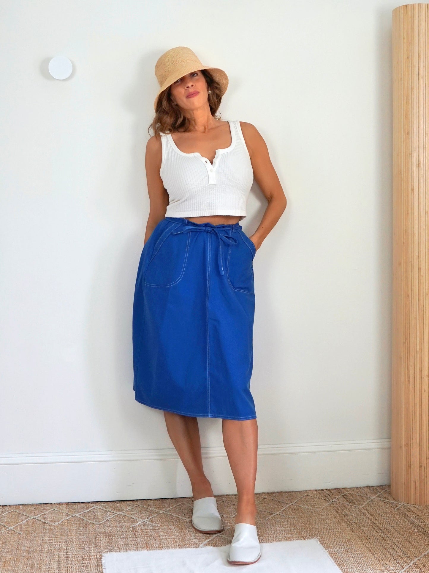 Vintage 80's Blue Wrap Skirt-closiTherapi | vinTage