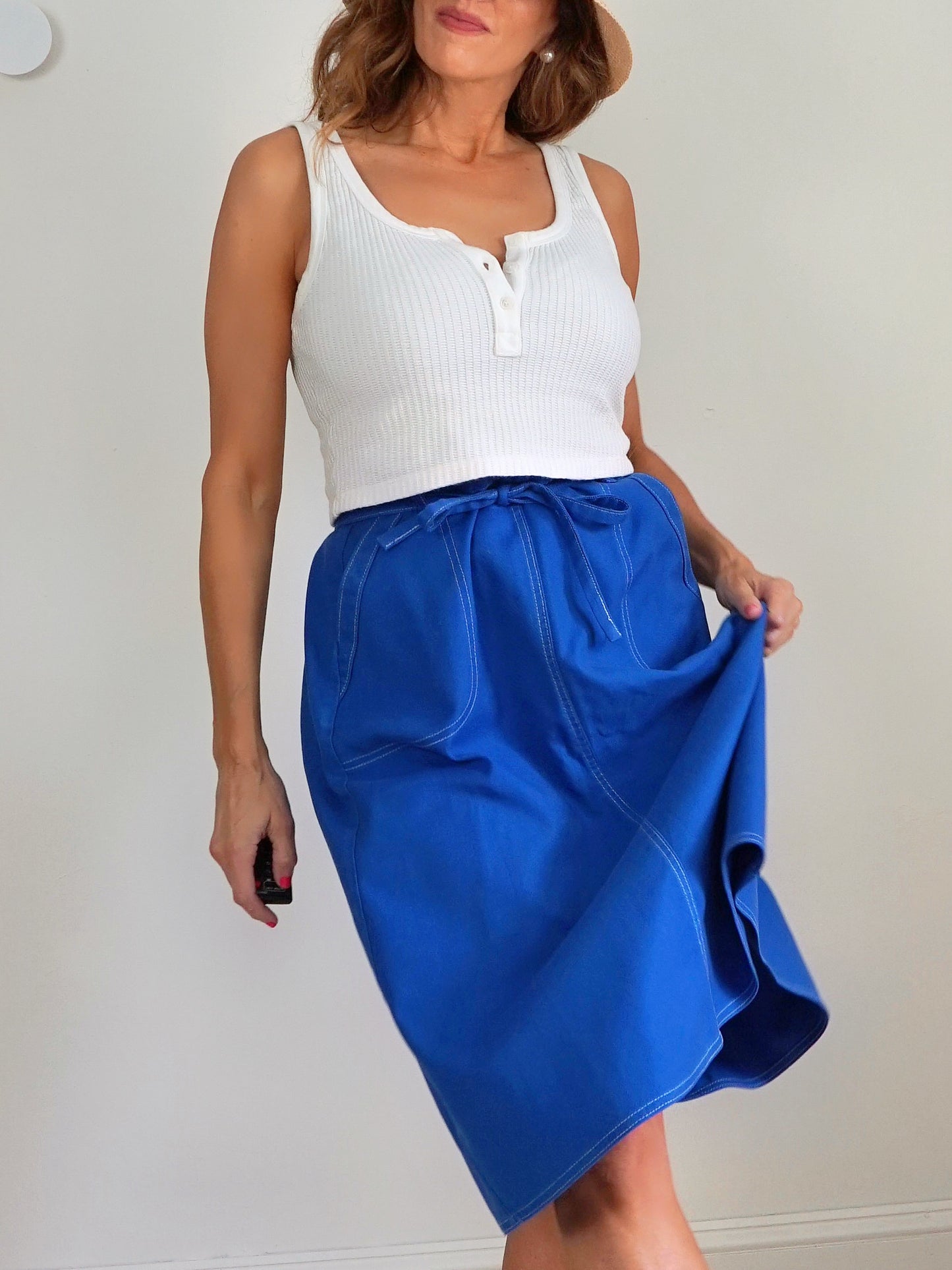 Vintage 80's Blue Wrap Skirt-closiTherapi | vinTage