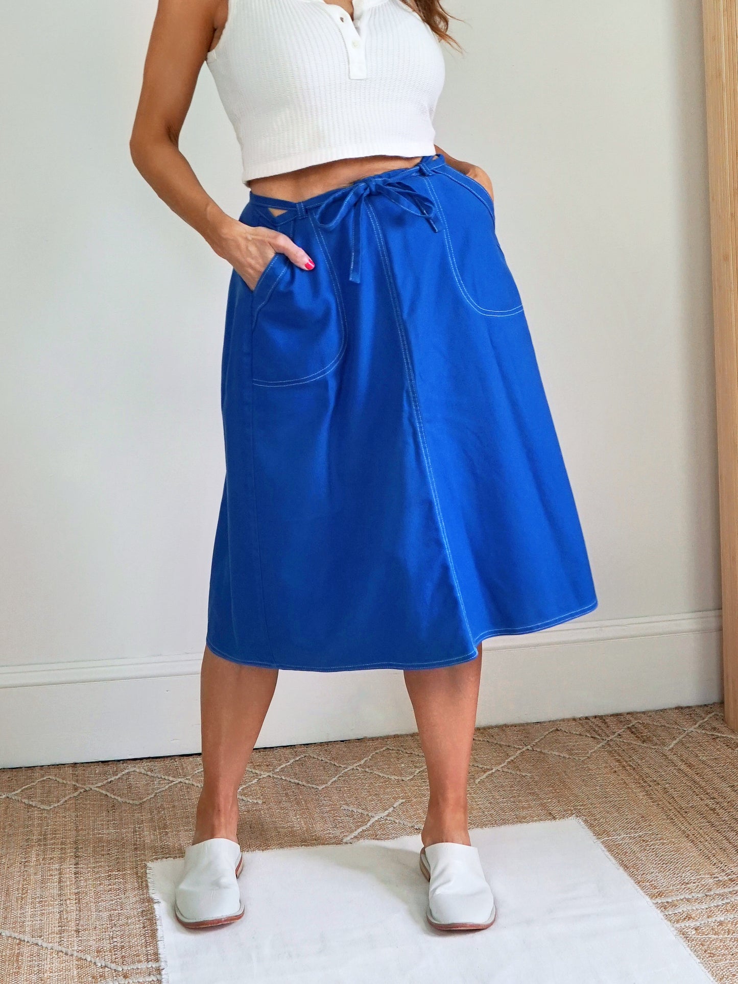 Vintage 80's Blue Wrap Skirt-closiTherapi | vinTage