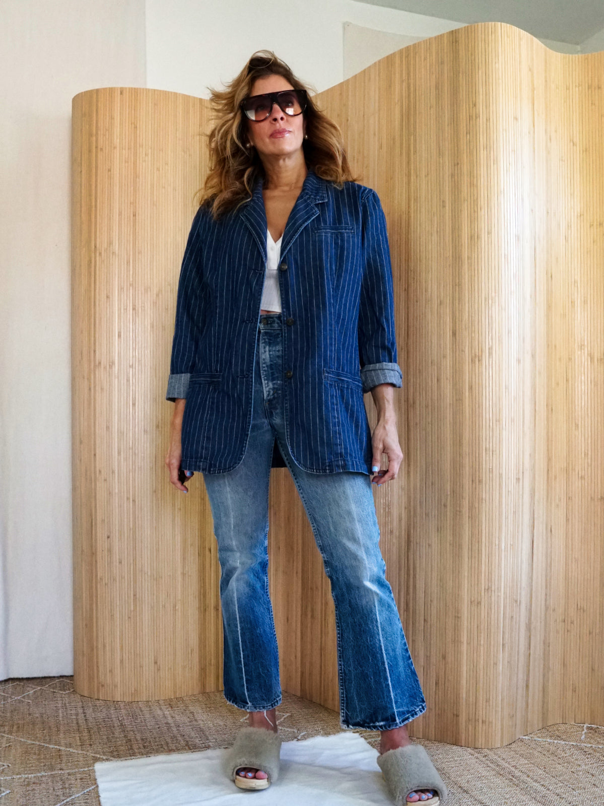 Vintage 80's Denim Pinstripe Blazer – therapi