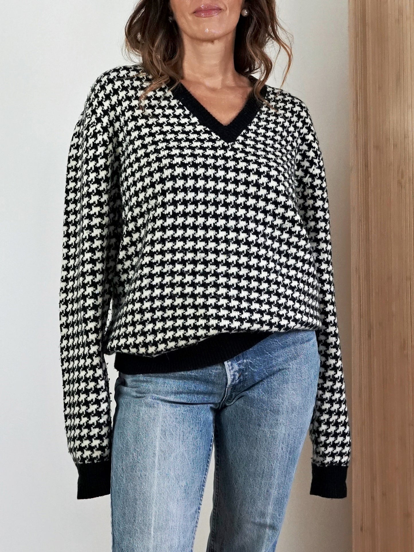 Vintage 80's Houndstooth Sweater-closiTherapi | vinTage
