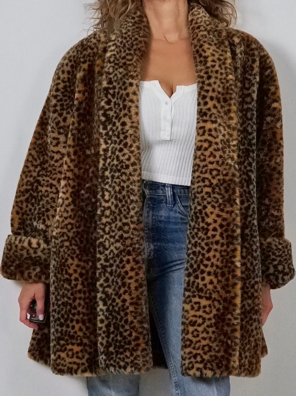 Vintage 80's Leopard Fur Swing Coat-closiTherapi | vinTage