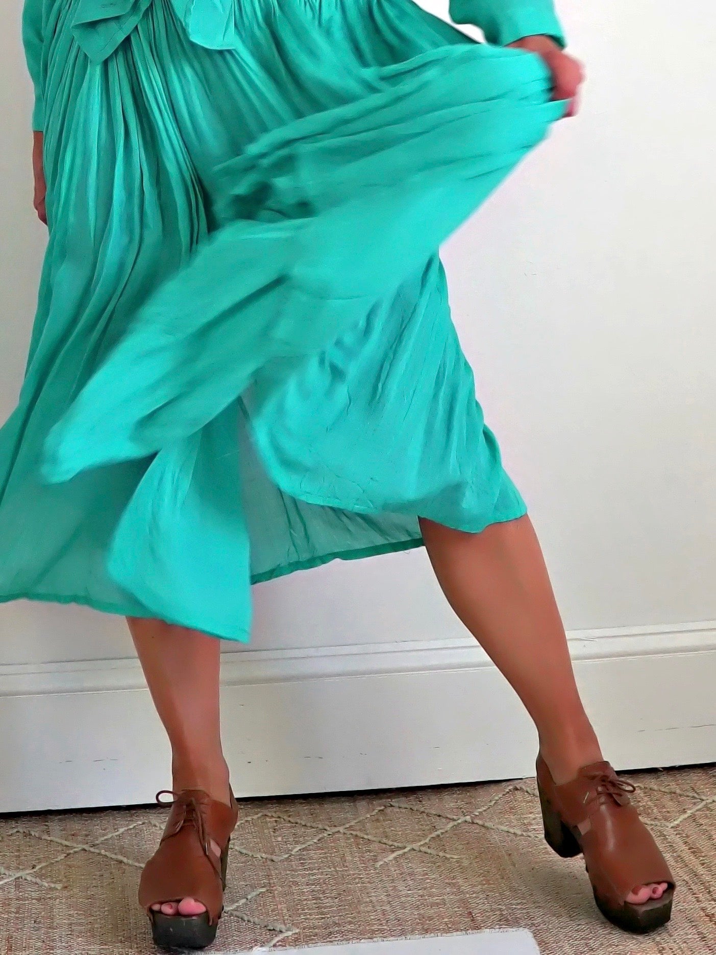 Vintage 80's Teal Green Top + Skirt Set-closiTherapi | vinTage