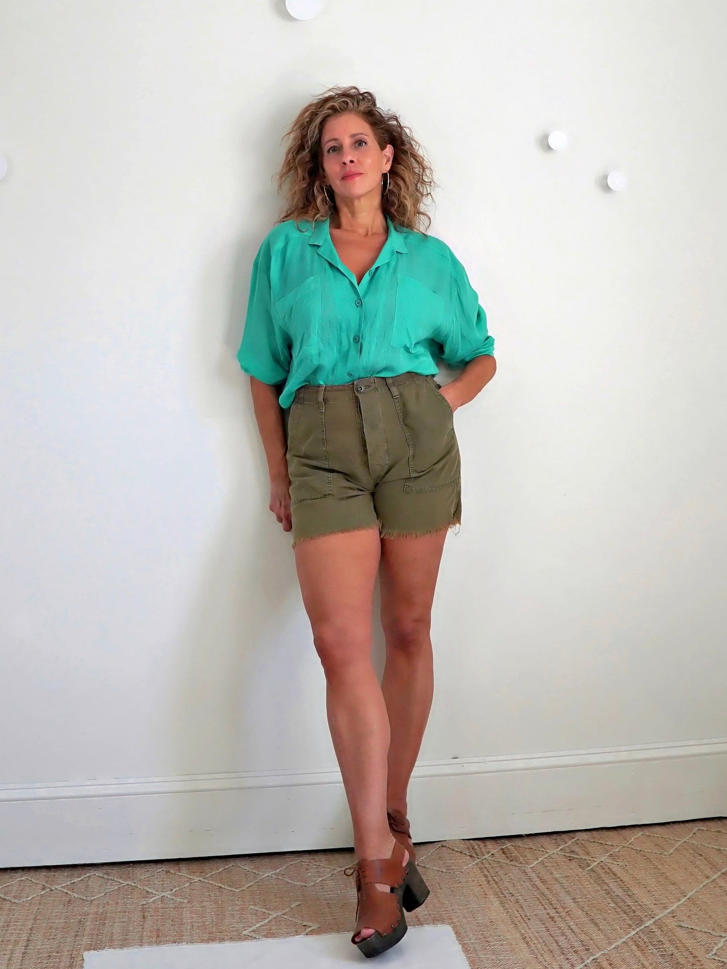 Vintage 80's Teal Green Top + Skirt Set-closiTherapi | vinTage