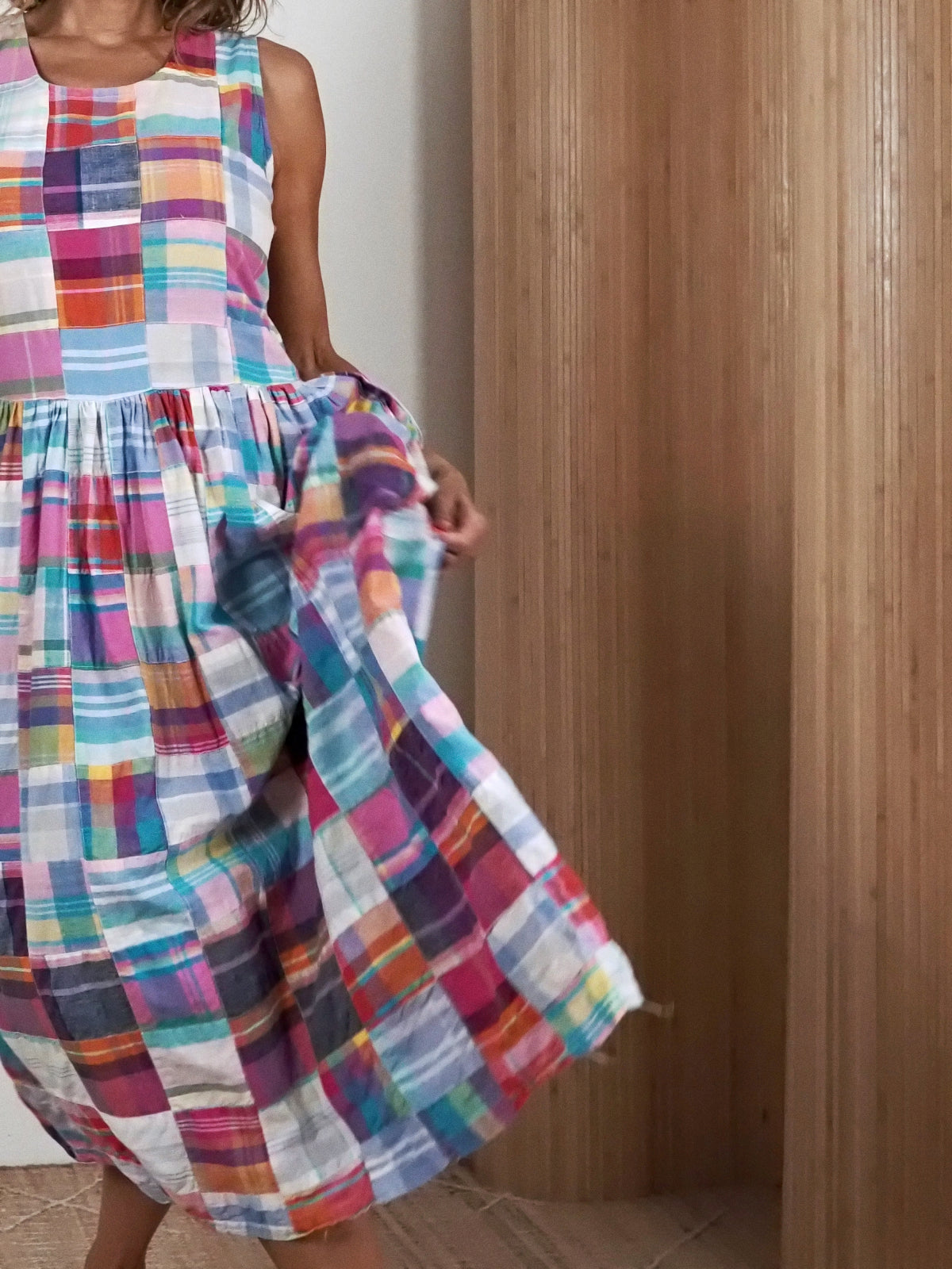 Vintage 90's Madras Patchwork Plaid Dress therapi Vintage 90's Madras Patchwork Plaid Dress therapi