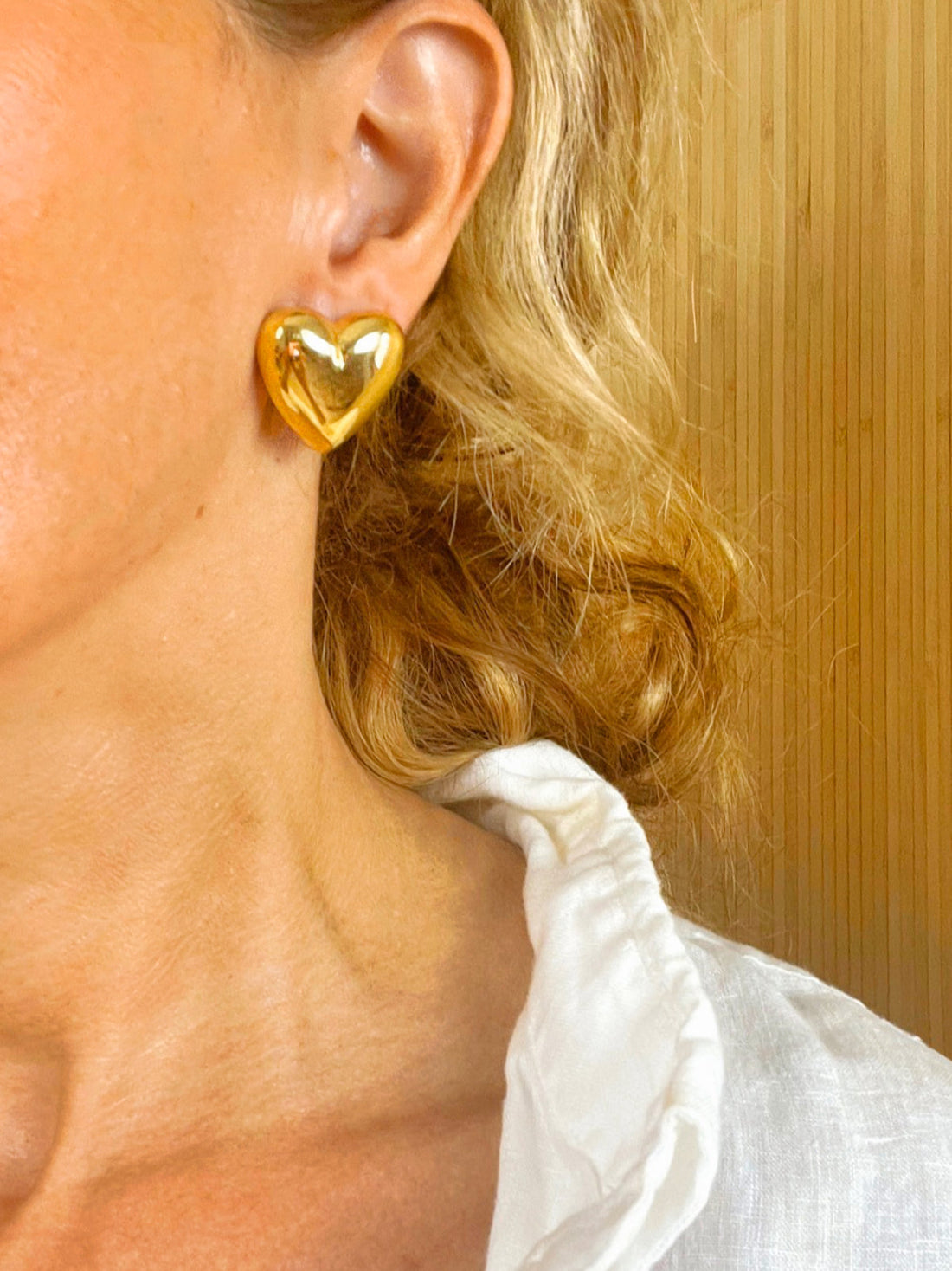 Vintage Golden Heart Puff Earrings-closiTherapi | vinTage