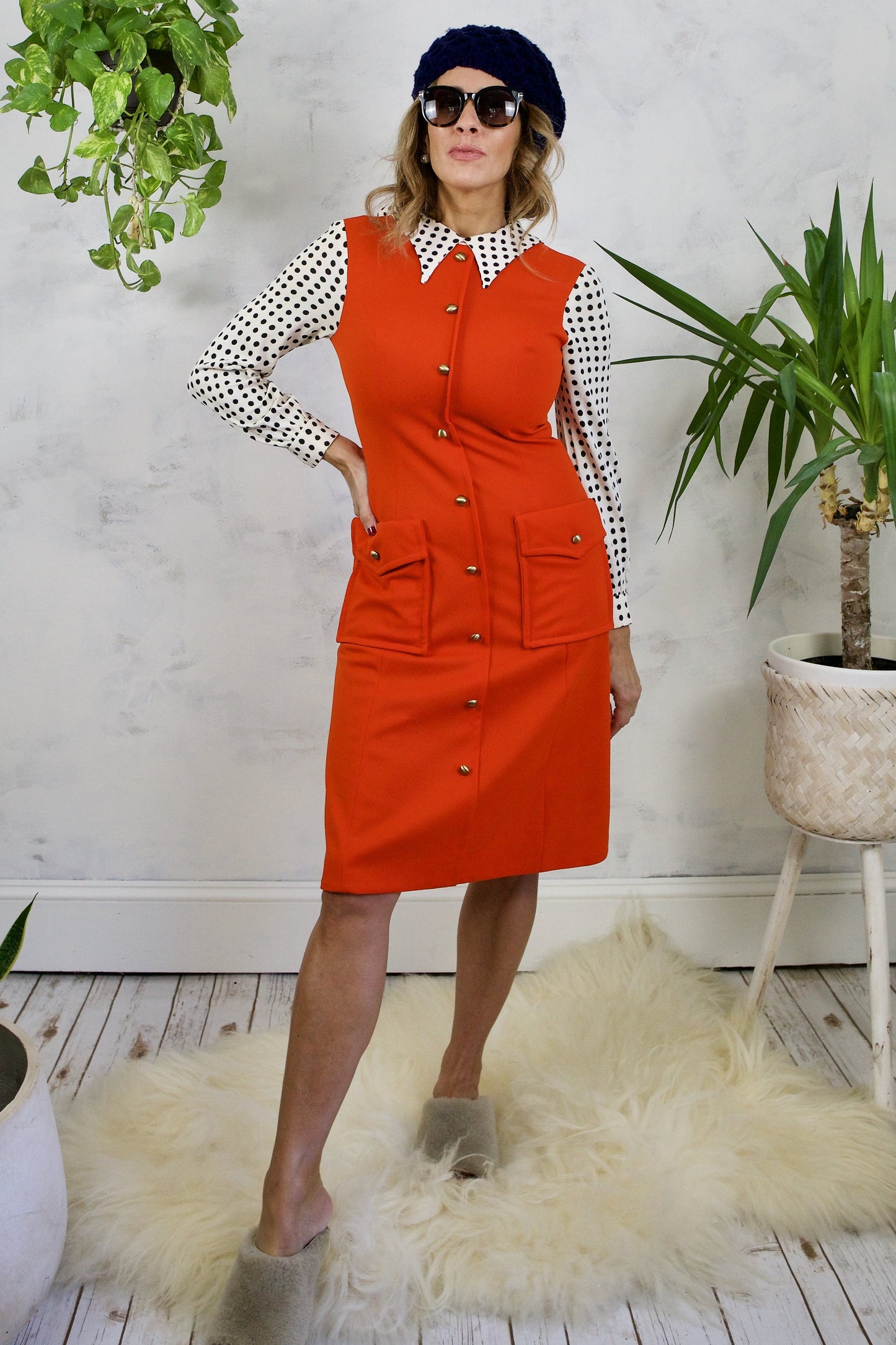Vintage Lipstick Red Mod Polka Dot Dress-closiTherapi | vinTage