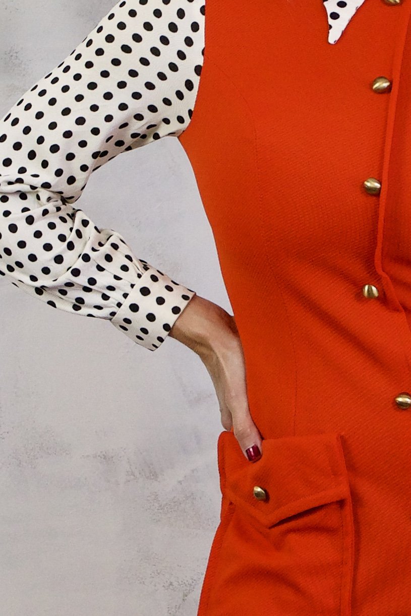 Vintage Lipstick Red Mod Polka Dot Dress-closiTherapi | vinTage