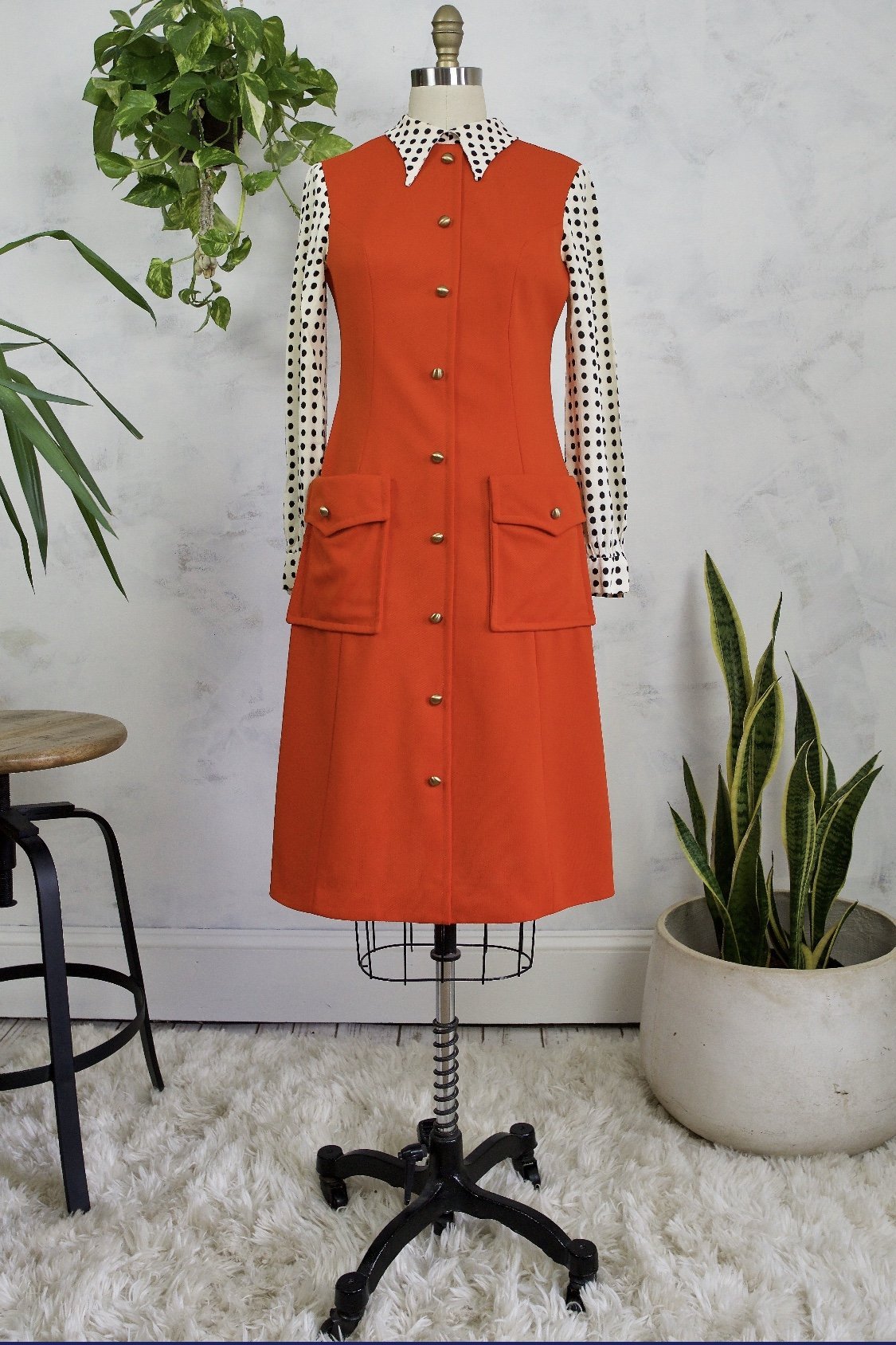 Vintage Lipstick Red Mod Polka Dot Dress-closiTherapi | vinTage
