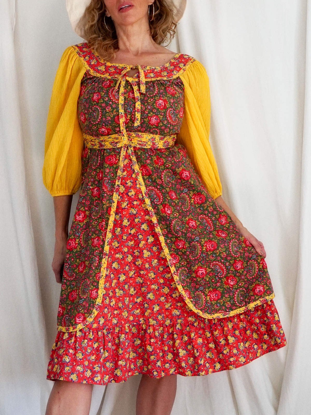 white christmas dresses Vintage Prairie Rose Peasant Dress – therapi