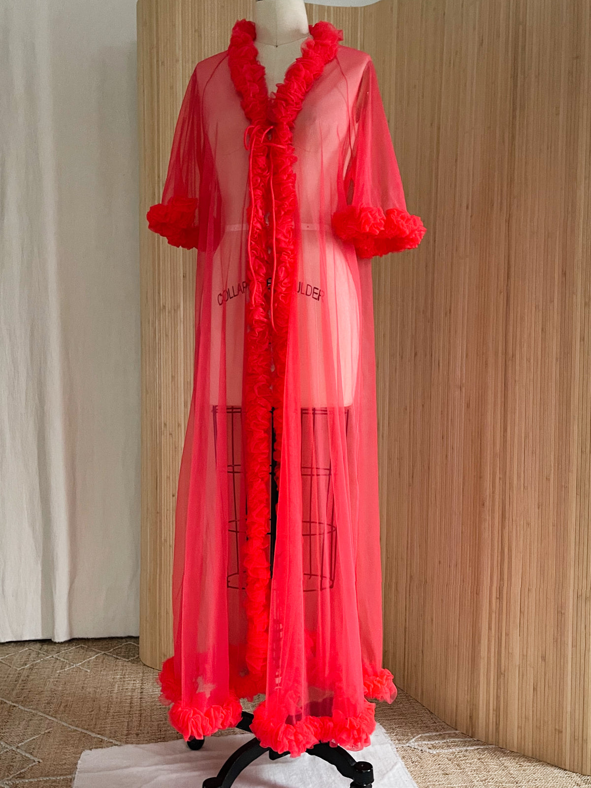vintage sheer dressing gown Elisabeth" Sheer Dressing Gown w/ Lace, Black