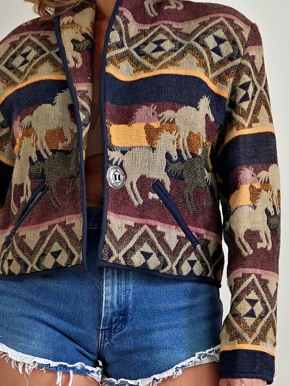 Vintage Western Tapestry Horse Jacket-closiTherapi | vinTage