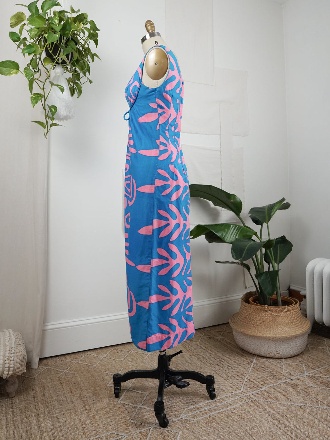 60's Turquoise Abstract Hawaiian Dress-closiTherapi | vinTage