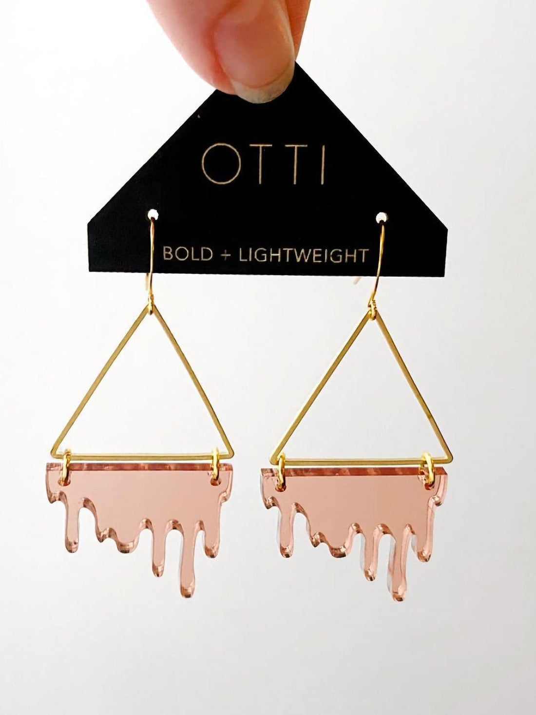 Drippy Triangle Rose Gold Earrings-closiTherapi | vinTage