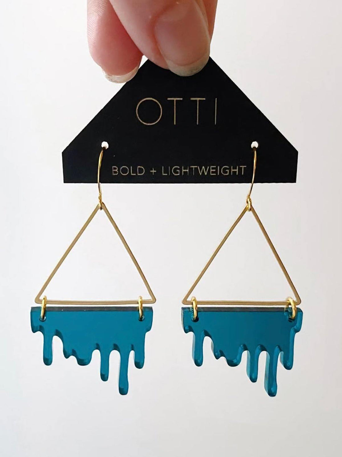 Drippy Triangle Teal Earrings-closiTherapi | vinTage