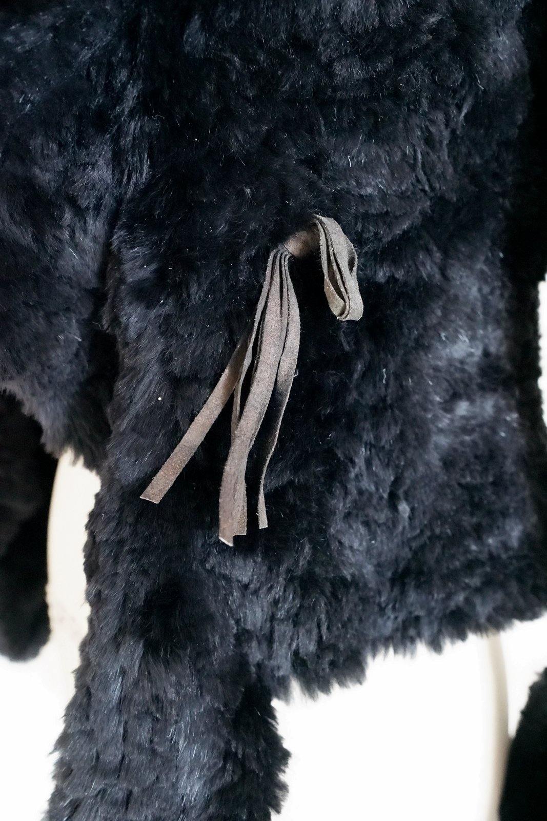Handknit Noir Rabbit Fur Jacket-closiTherapi | vinTage