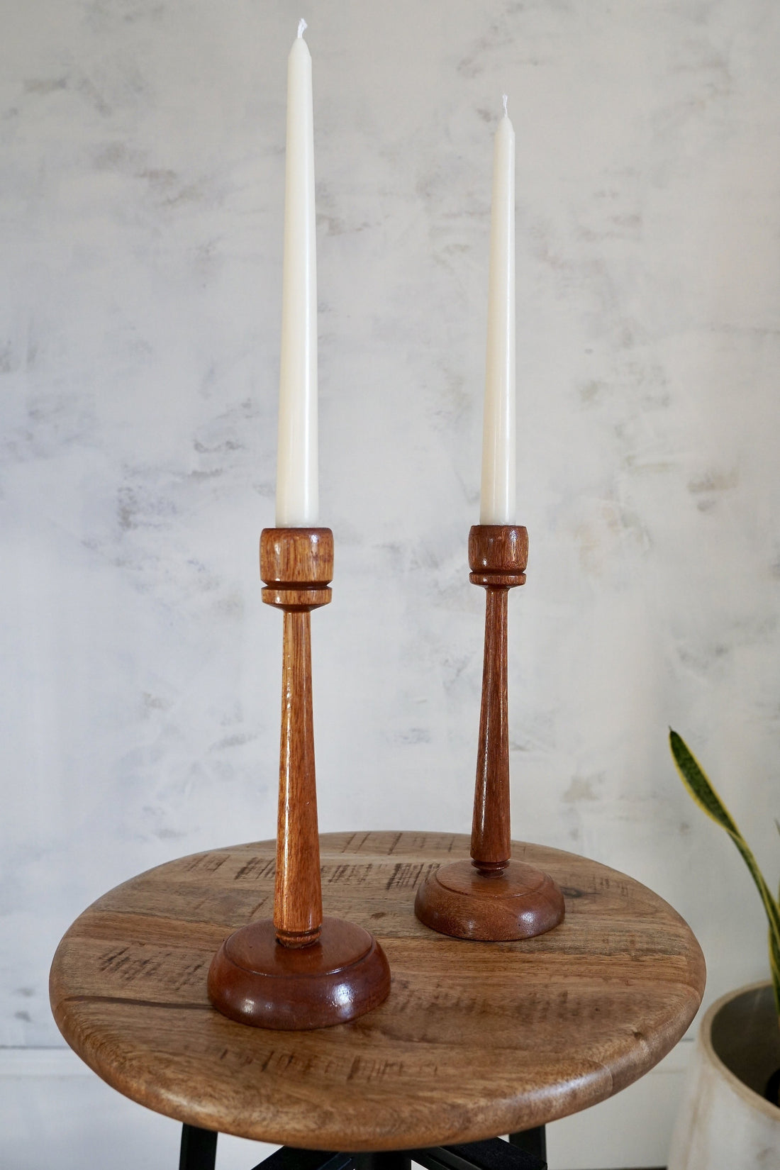 Mid Century Handmade Wooden Candlesticks-closiTherapi | vinTage