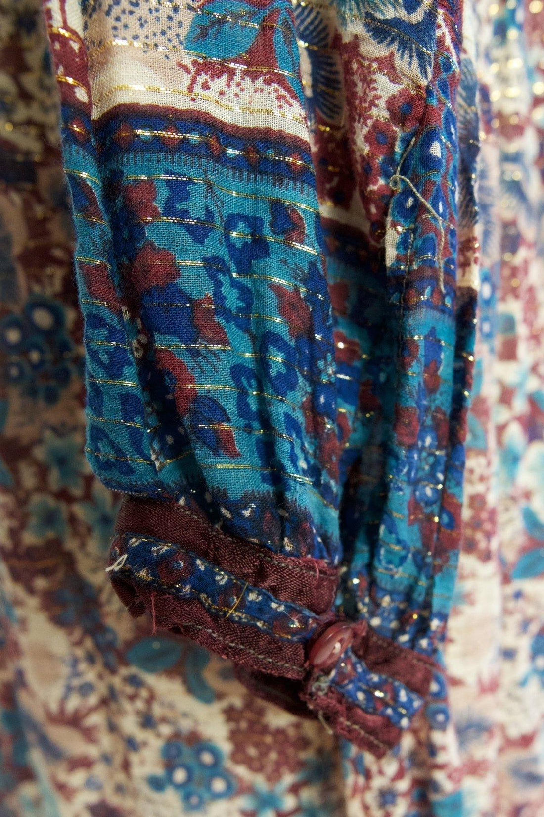 Vintage 70's Gauze Floral Indian Dress-closiTherapi | vinTage
