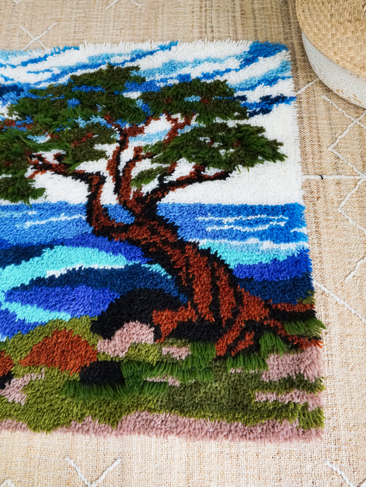 Vintage 70's Tree Landscape Latch Hook Fiber Wall Art-closiTherapi | vinTage