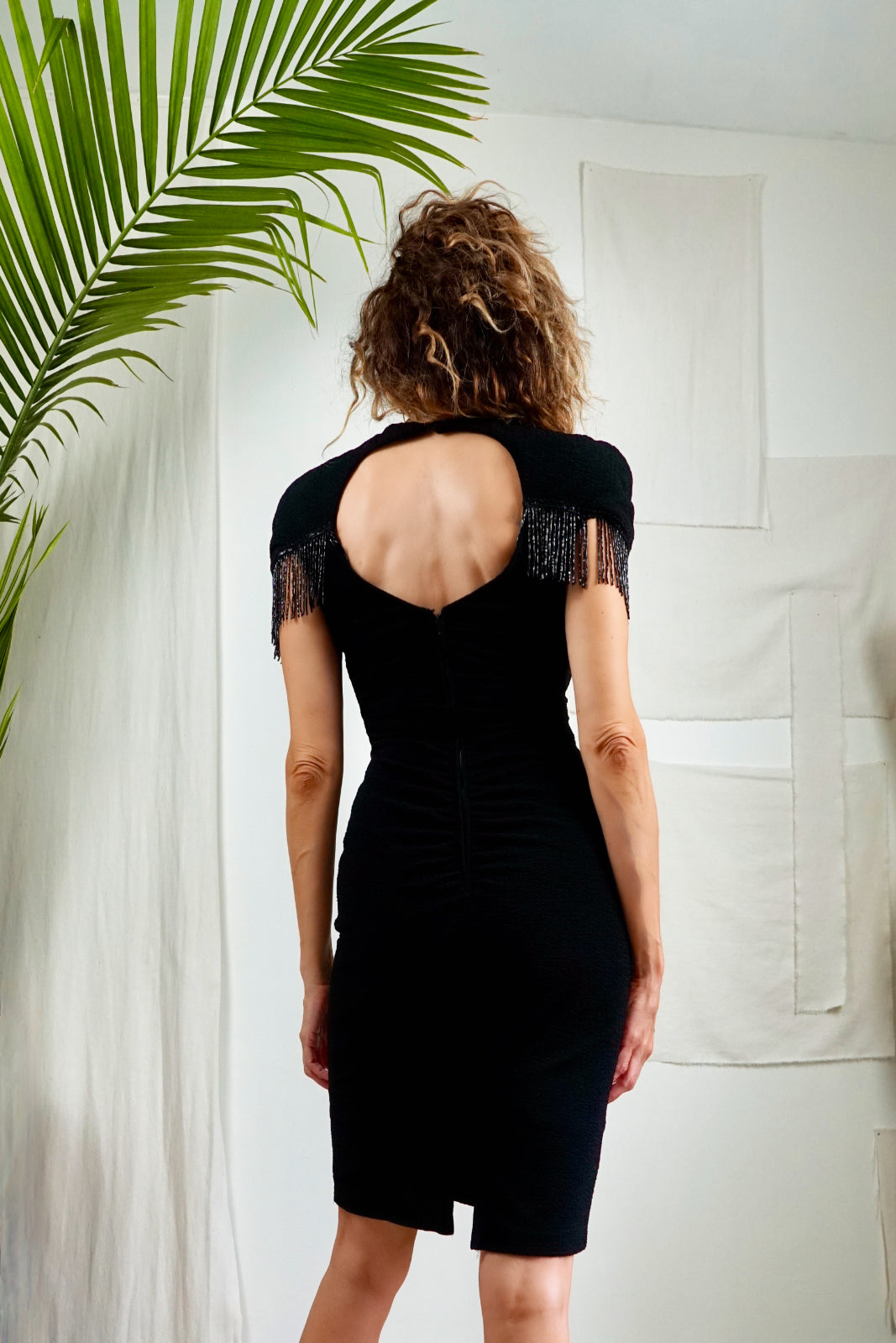 Vintage Beaded Fringe Little Black Dress-closiTherapi | vinTage