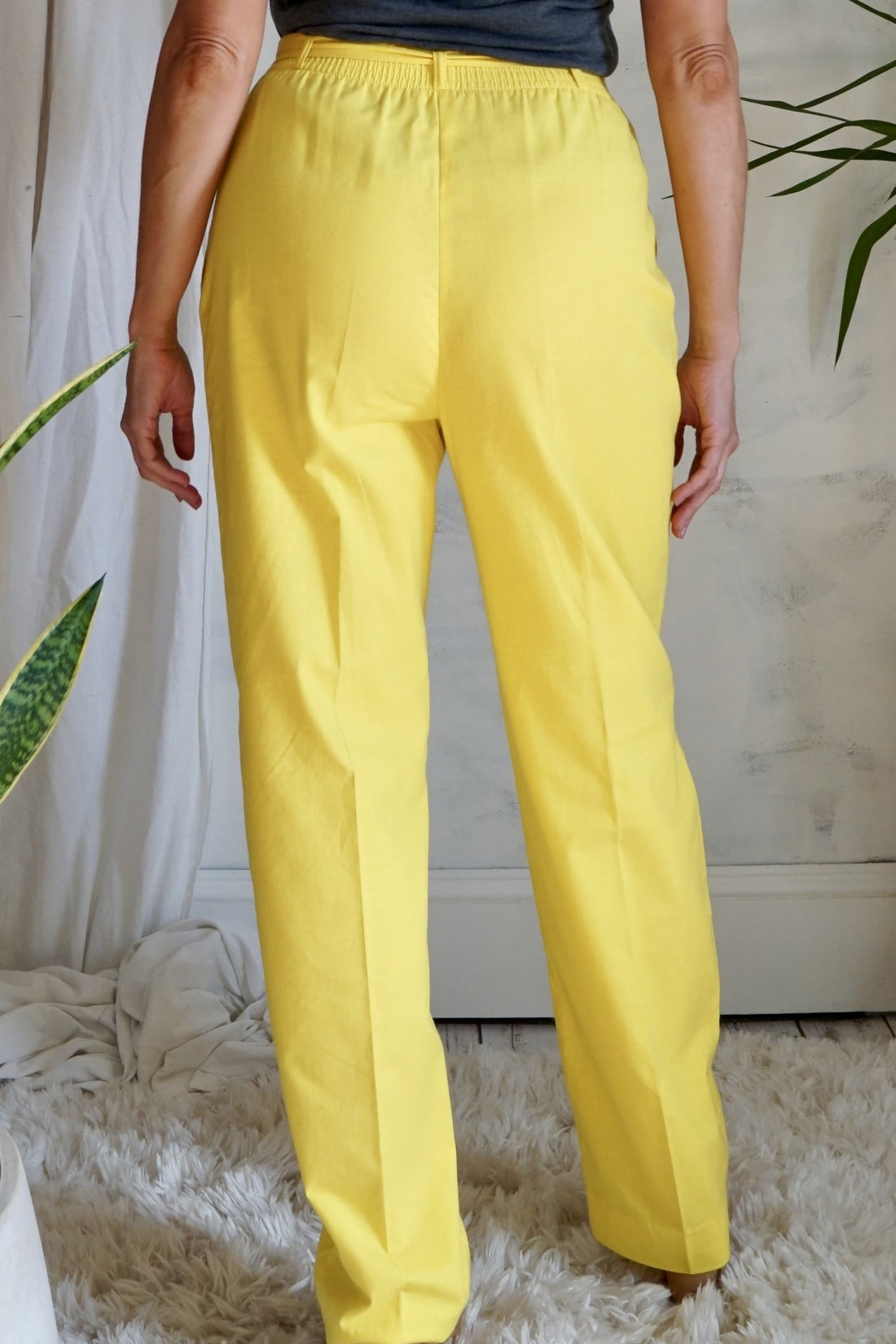 Vintage Canary Yellow Belted Pants-closiTherapi | vinTage