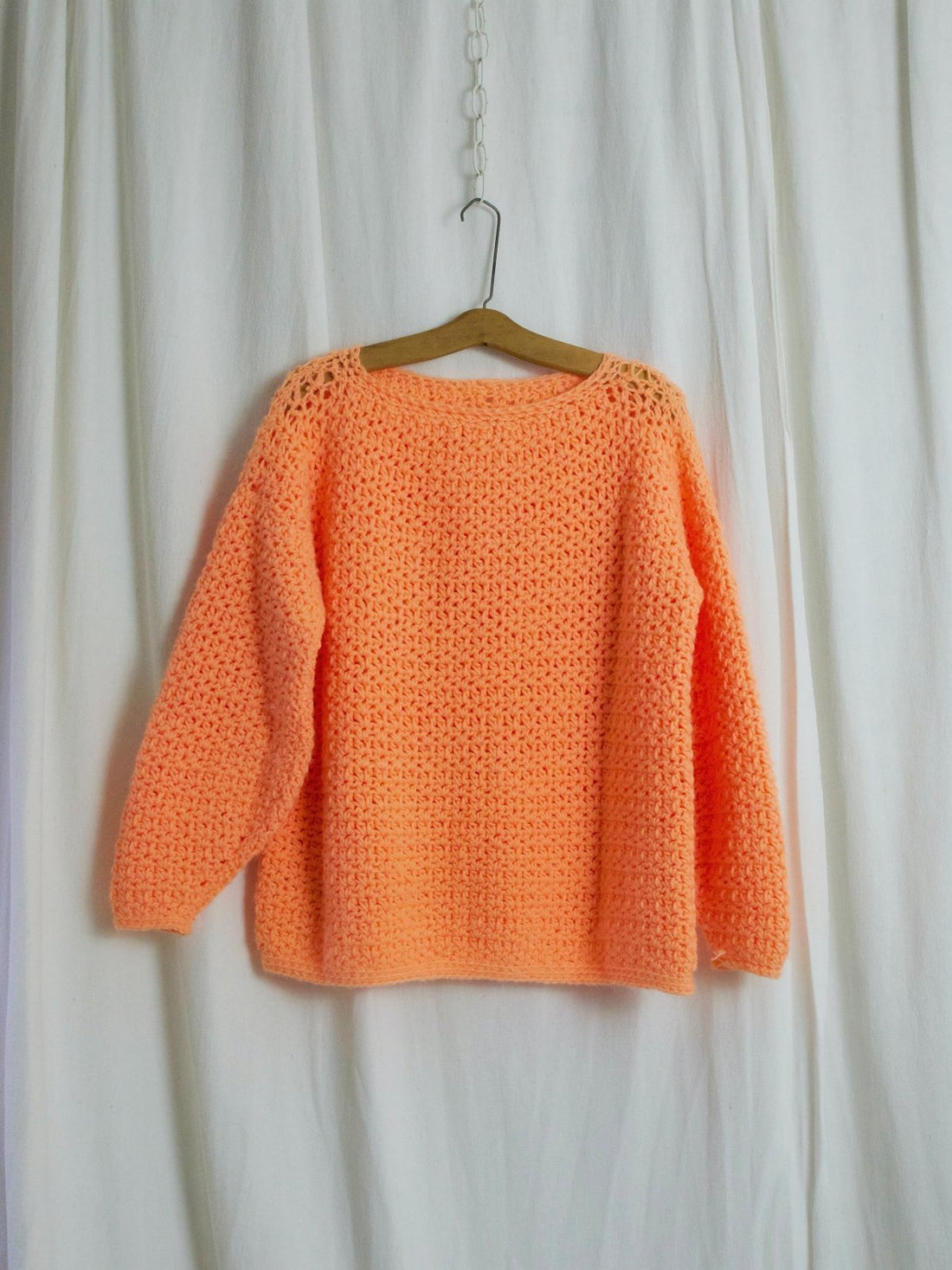 Vintage Day-Glo Melon Handknit Sweater-closiTherapi | vinTage
