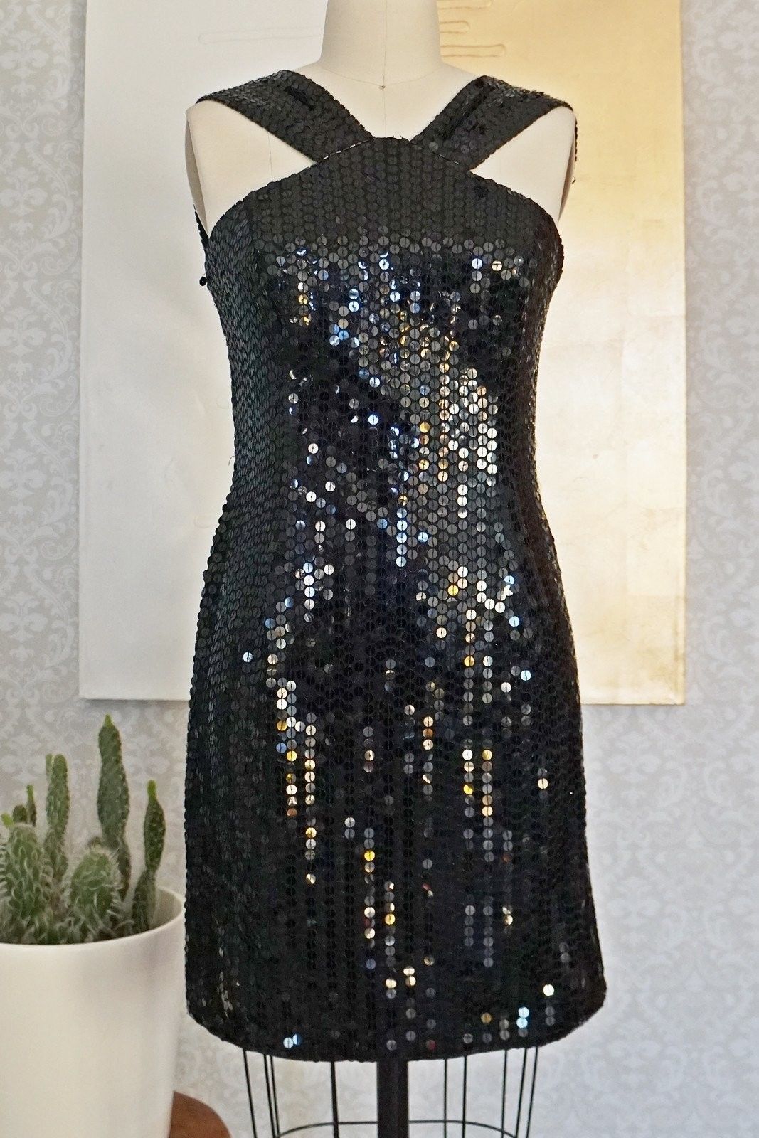 Vintage Dazzle Black Sequin Dress-closiTherapi | vinTage