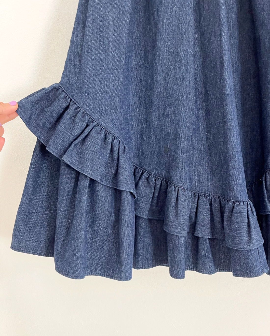 Vintage Denim Ruffle Peasant Skirt-closiTherapi | vinTage