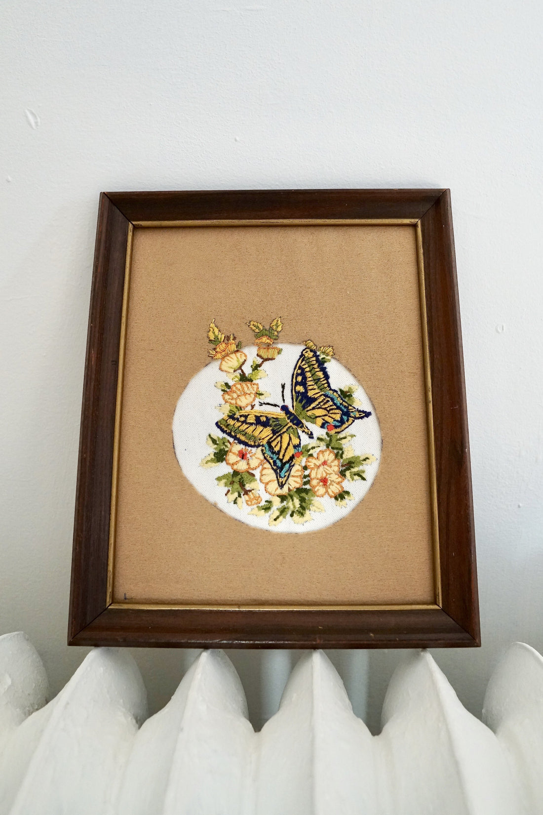 Vintage Hand Embroidered Butterfly Wall Art-closiTherapi | vinTage