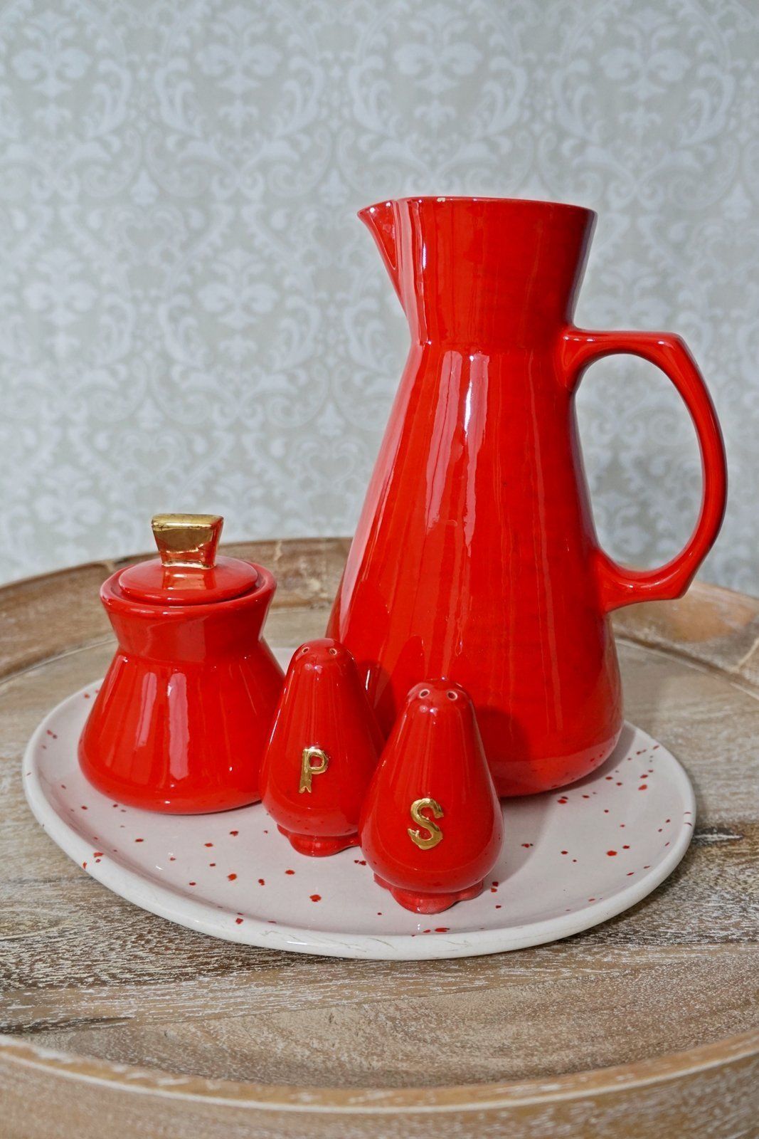 Vintage Mid Century Ceramic Salt/Pepper Server Set-closiTherapi | vinTage