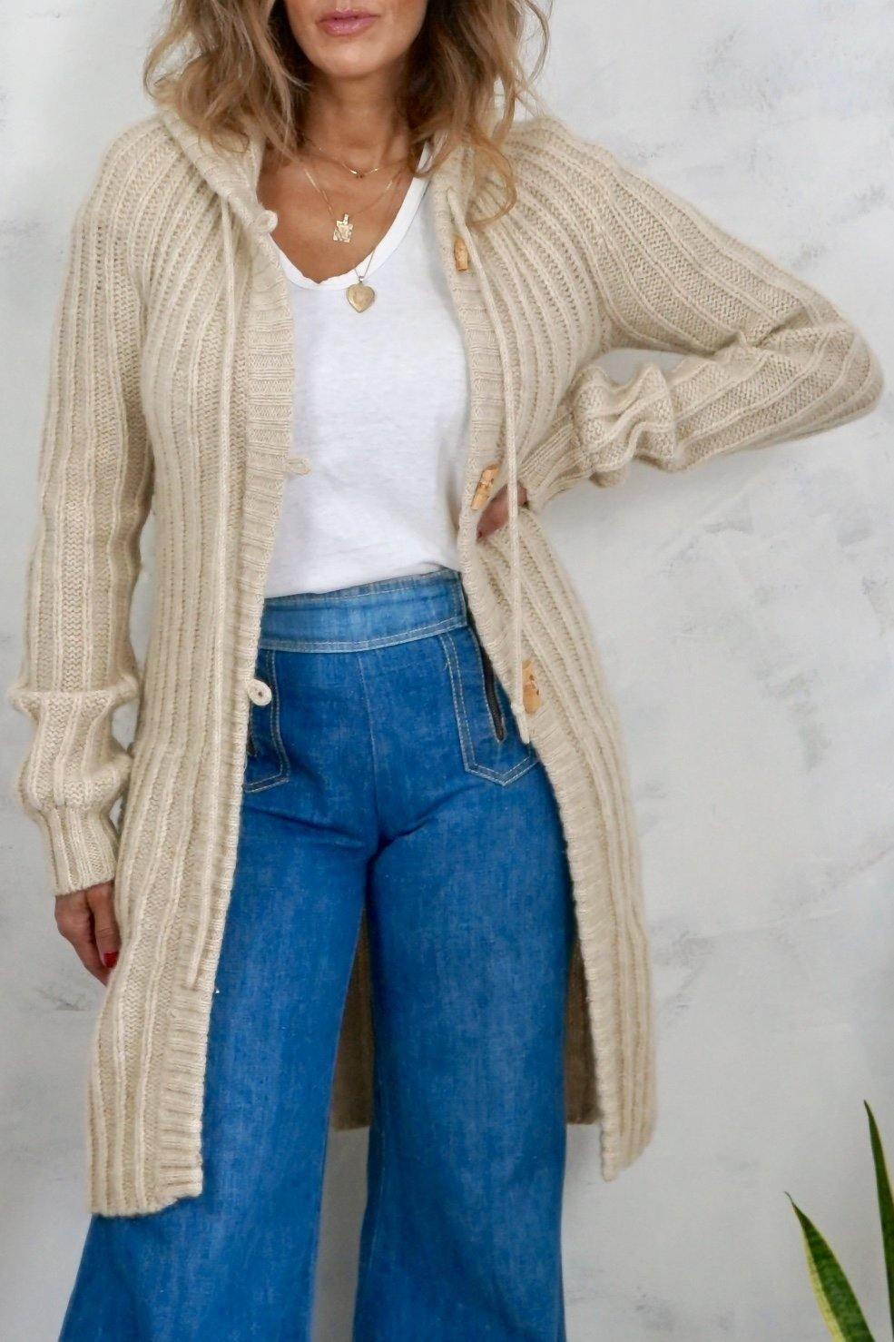 Vintage Oatmeal Wool Cozy Cardigan Sweater-closiTherapi | vinTage