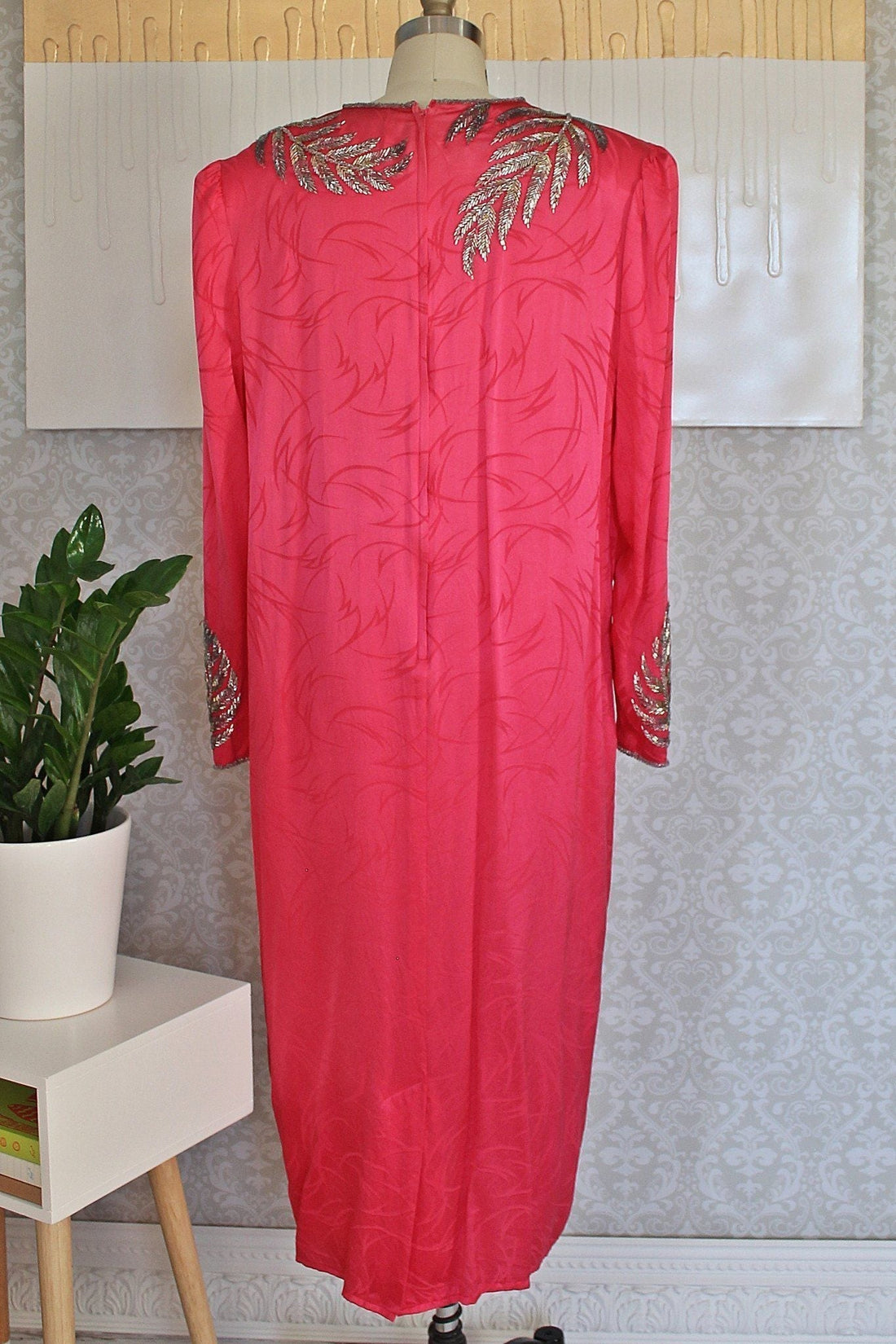 Vintage Pink Silk Beaded Leaf Dress-closiTherapi | vinTage