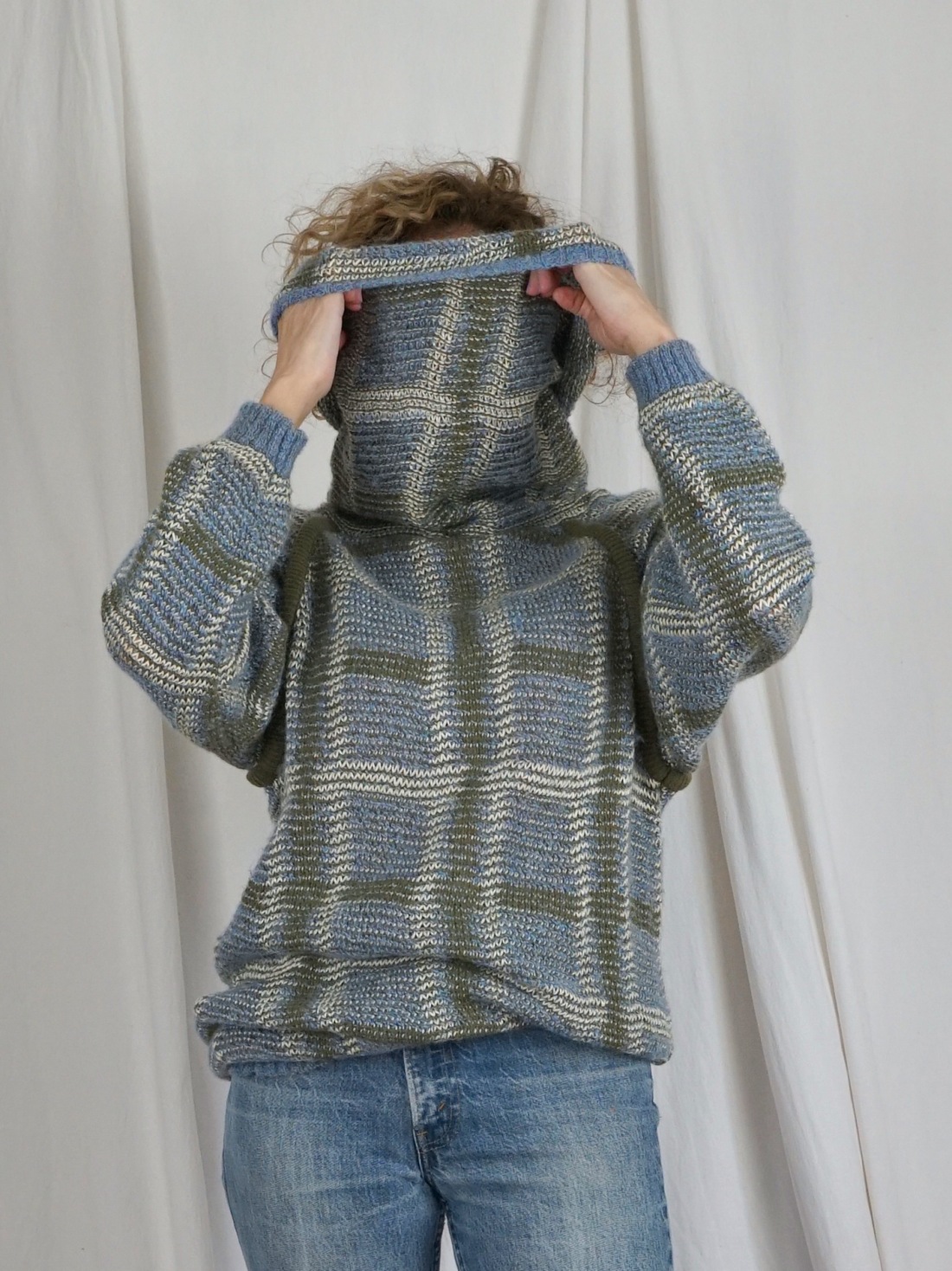 Vintage Plaid Cowl Neck Tunic Sweater-closiTherapi | vinTage