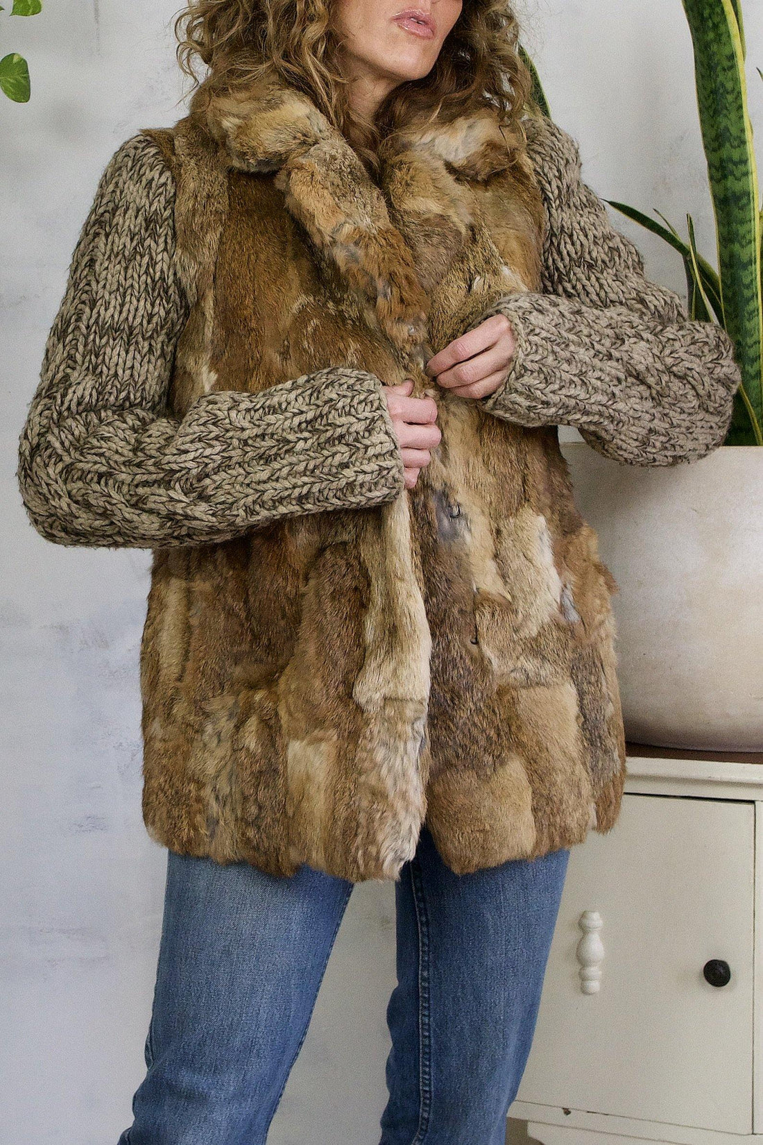 Vintage Rabbit Fur Sweater Knit Coat-closiTherapi | vinTage