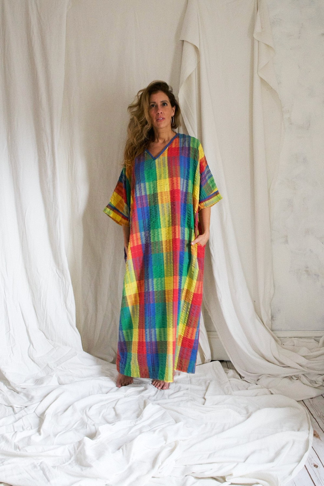 Vintage Rainbow Kaftan Dress-closiTherapi | vinTage