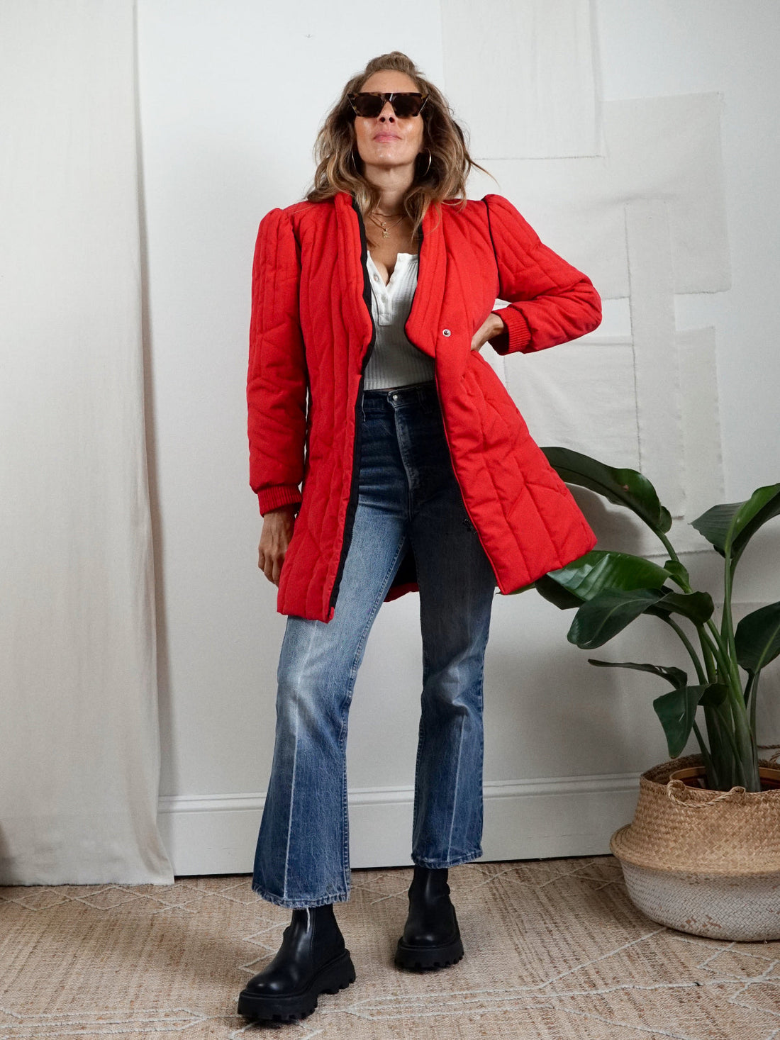 Vintage Red Quilted Puff Coat-closiTherapi | vinTage