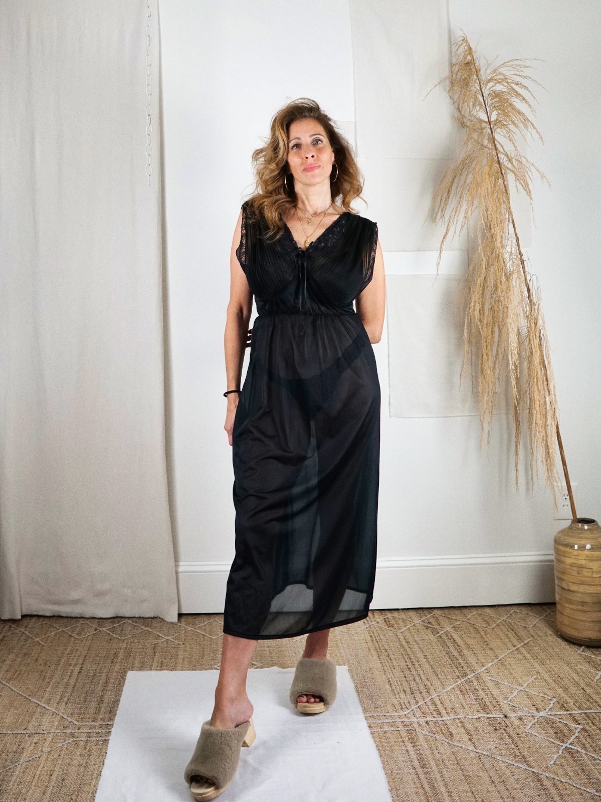 Vintage Sheer Black Negligee Slip Dress Vintage Sheer Black Negligee Slip Dress