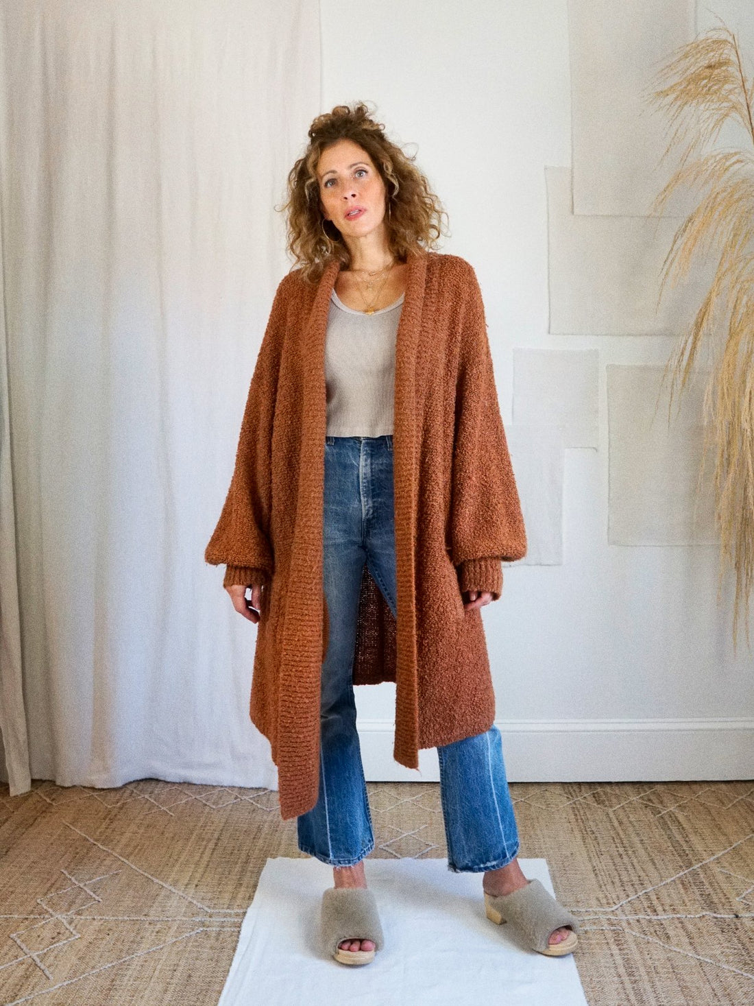Vintage Sienna Boucle Long Sweater Coat-closiTherapi | vinTage