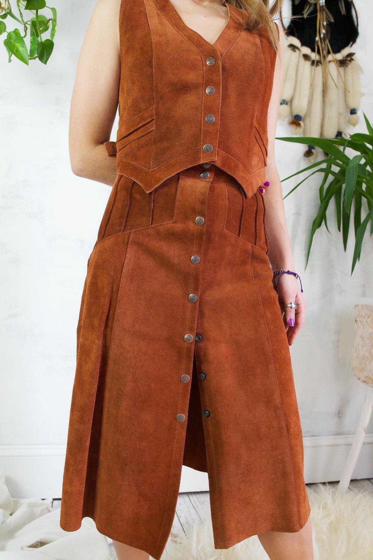 Vintage Sienna Suede Vest + Skirt Set-closiTherapi | vinTage