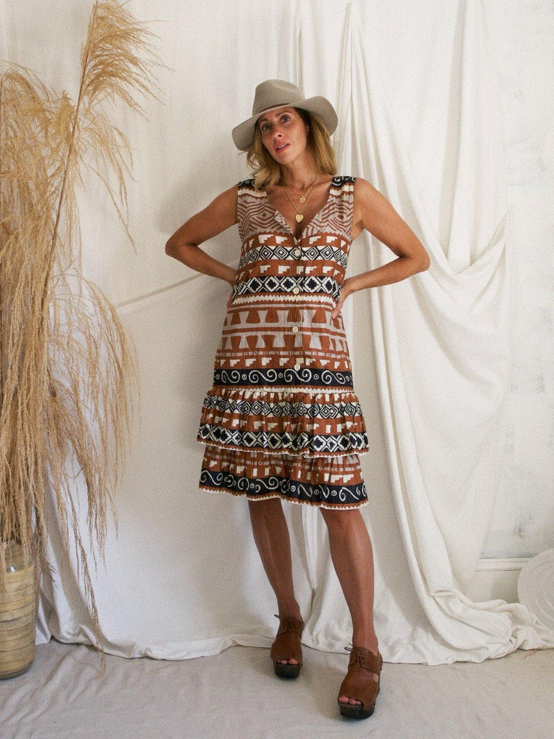 Vintage Southwestern Ruffle Dress-closiTherapi | vinTage
