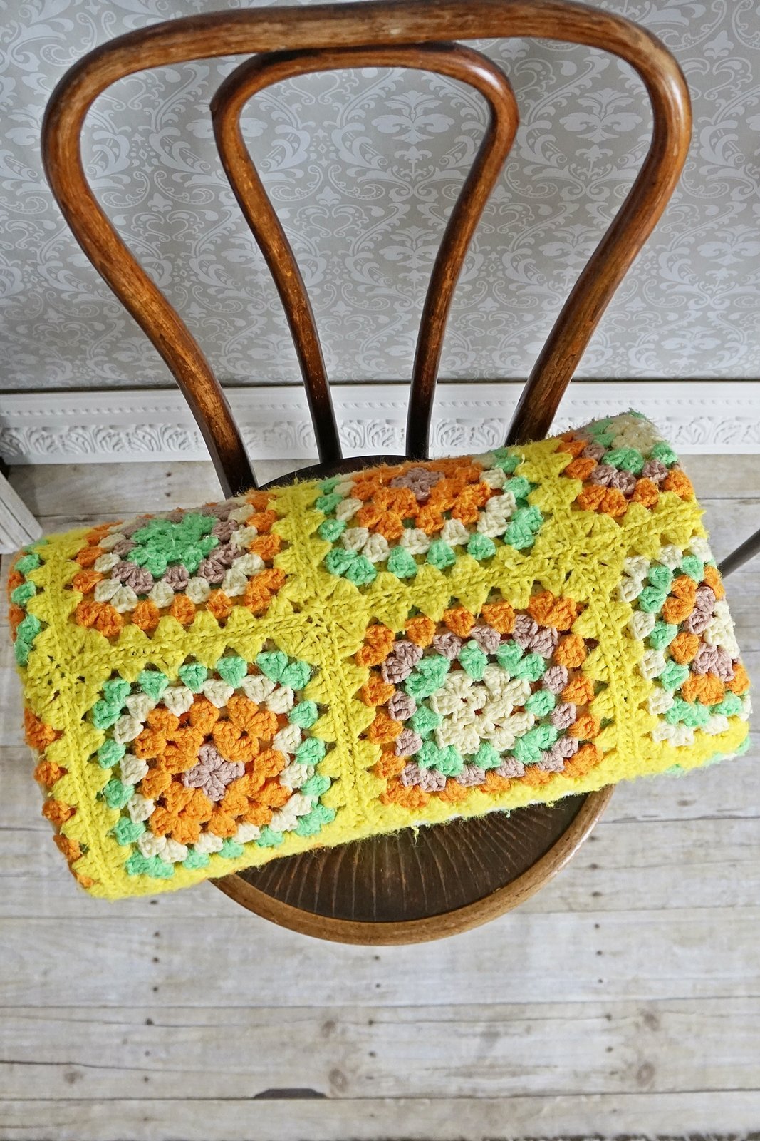 Vintage Sunshine Yellow Crochet Afghan-closiTherapi | vinTage