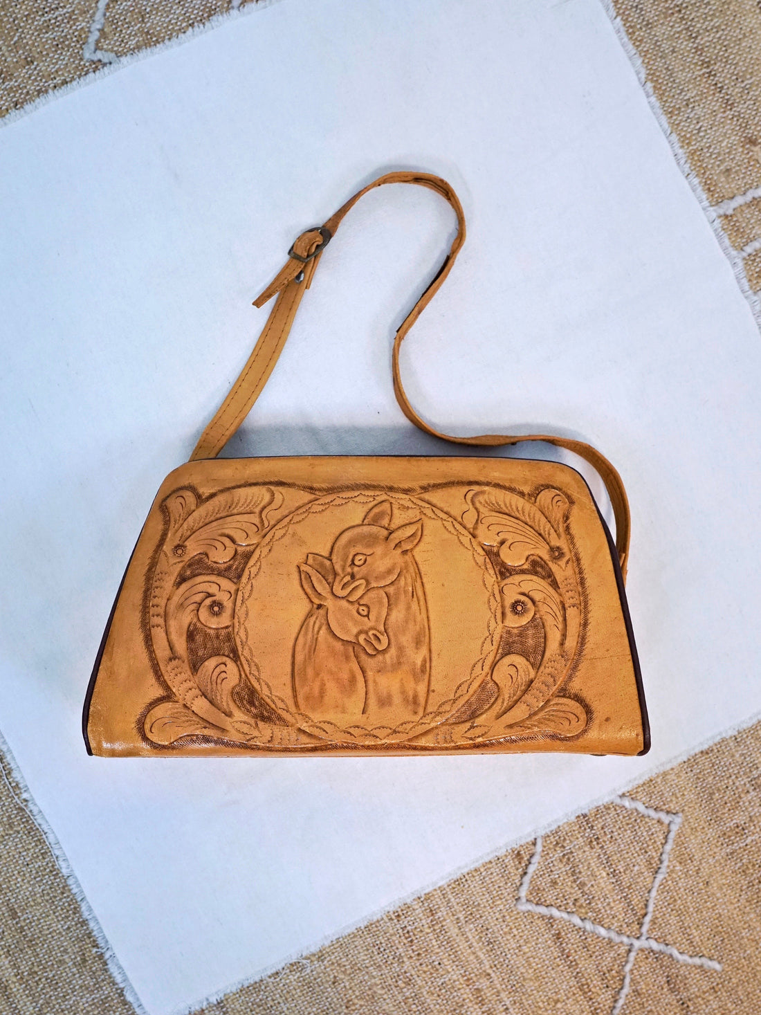 70's Tooled Leather Llama Bag-closiTherapi | vinTage