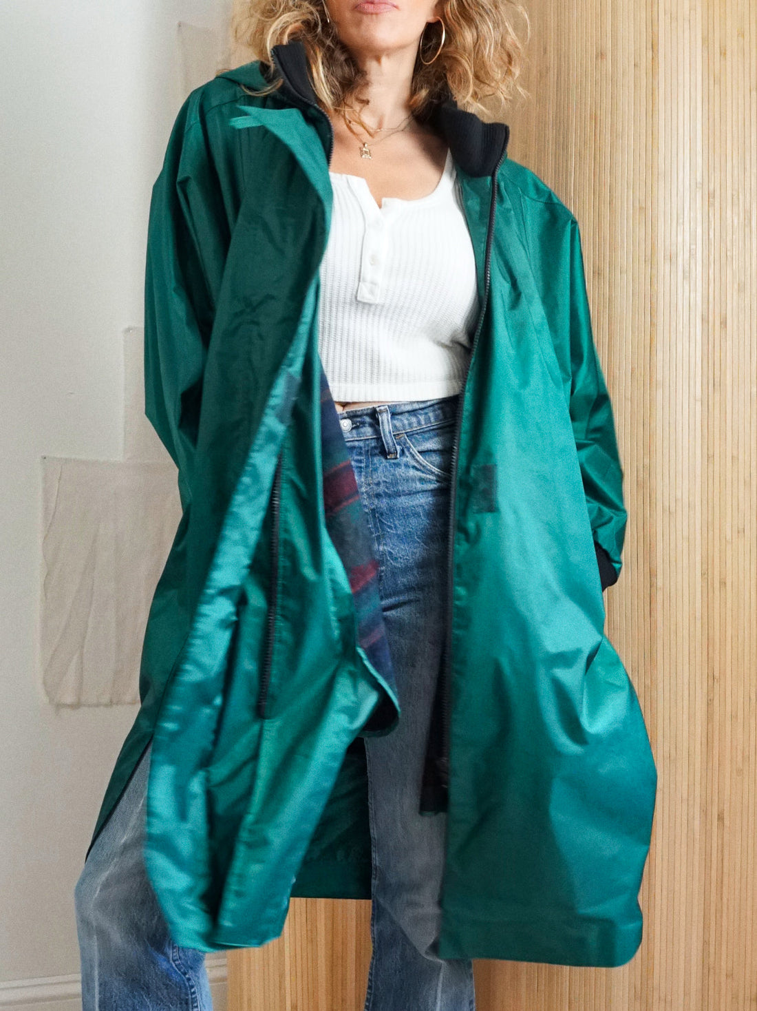 80's Emerald Green Slouchy Parka Coat-closiTherapi | vinTage