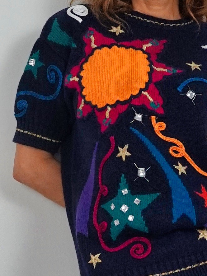 80's Galaxy Embroidered Sweater-closiTherapi | vinTage