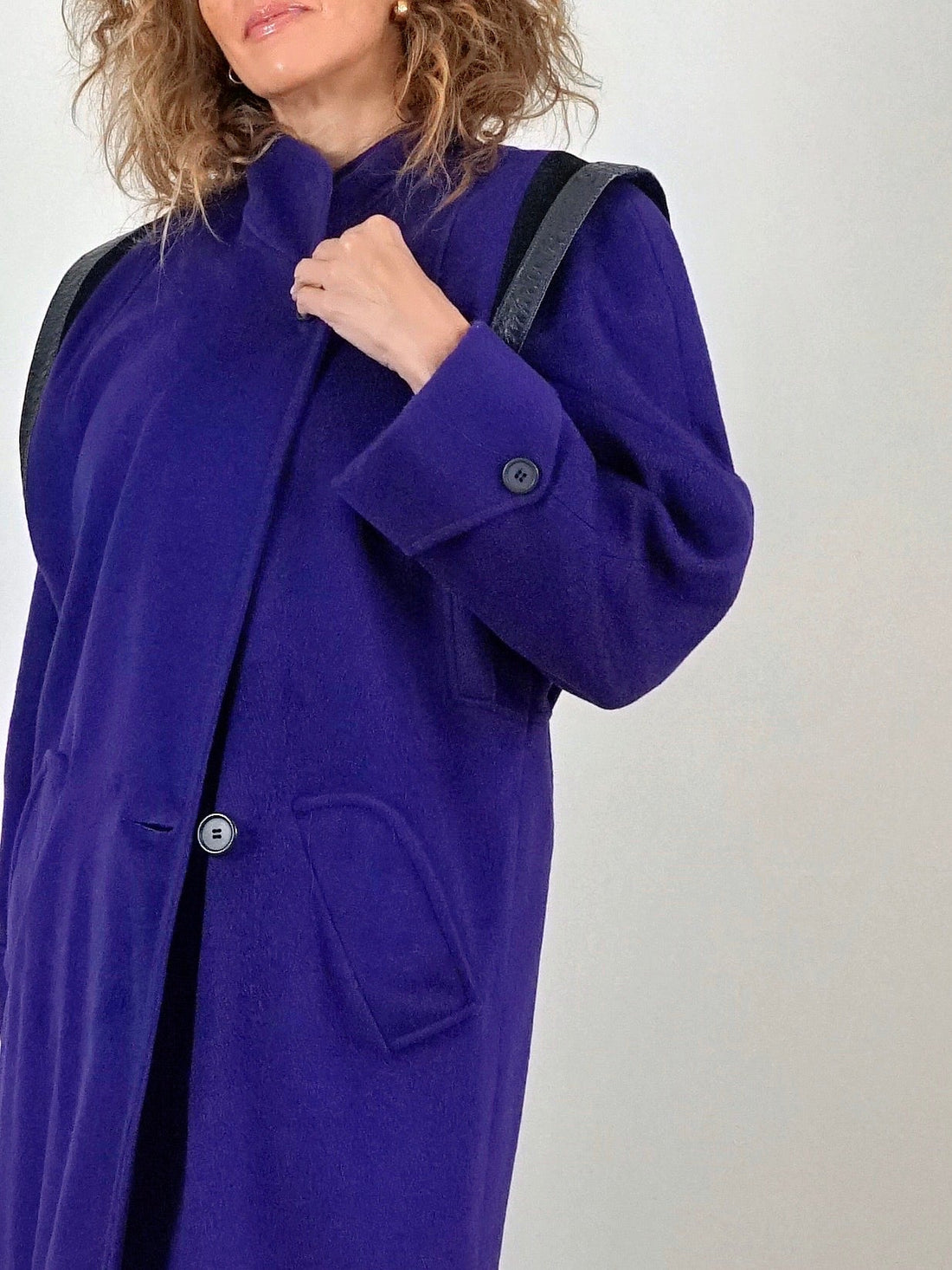 80's Purple Wool Structured Shoulder Coat-closiTherapi | vinTage