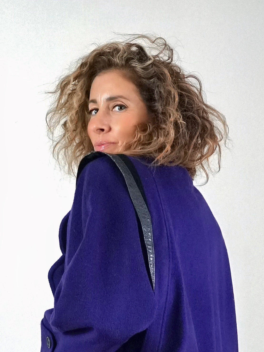 80's Purple Wool Structured Shoulder Coat-closiTherapi | vinTage