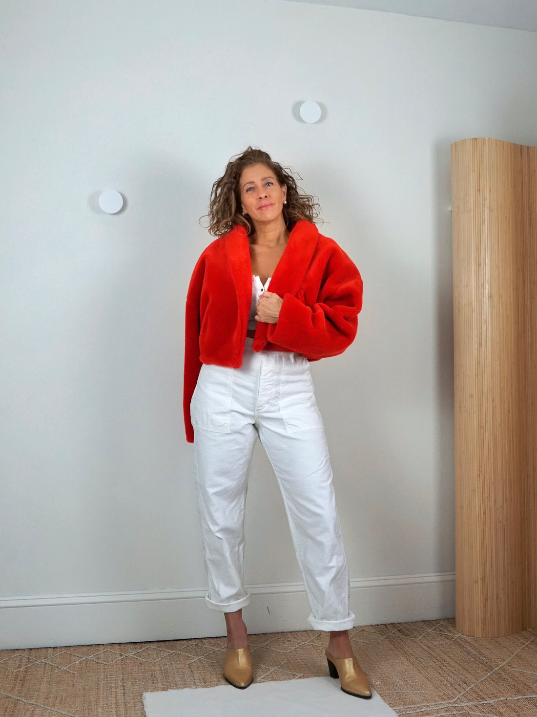 80's Red Fur Cropped Jacket-closiTherapi | vinTage